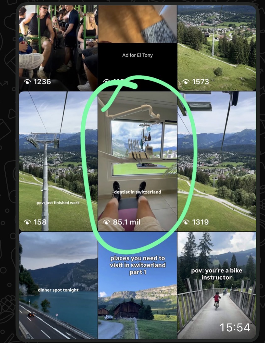 Instagram Reels grid showing a Trial Reel that hit 85.1 million views